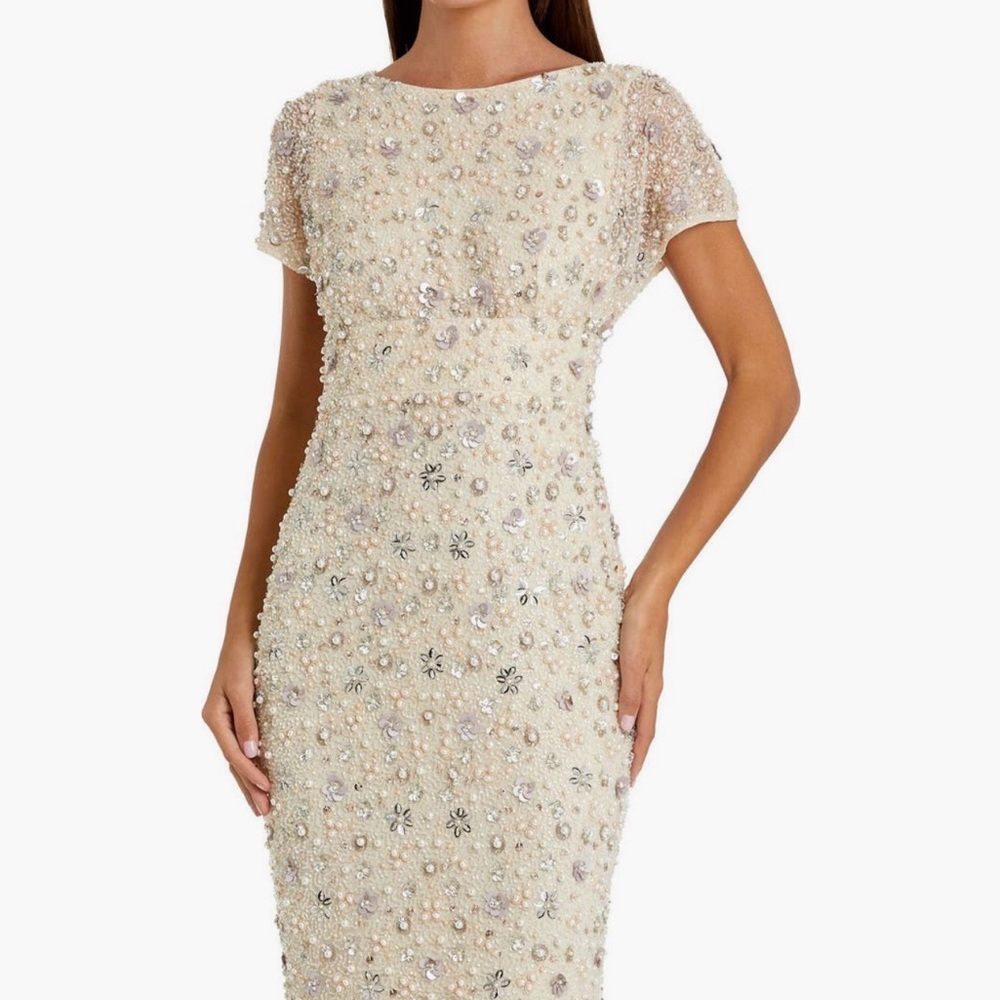 Mac Duggal Ivory Beaded Maxi Gown